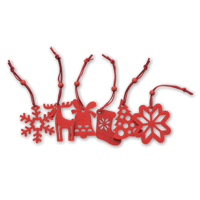Rouge – Set of 6 felt tree hangers — Red