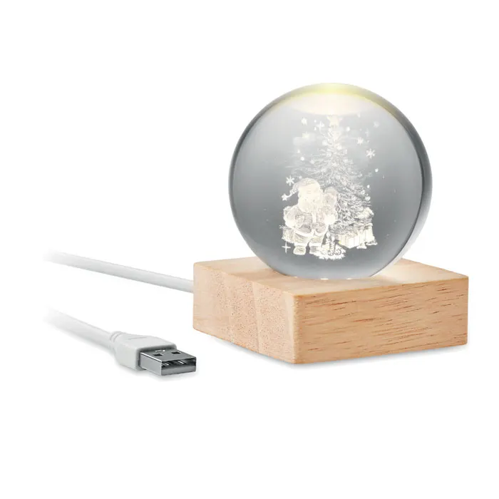 Santa Light – Christmas LED glass ball — Wood
