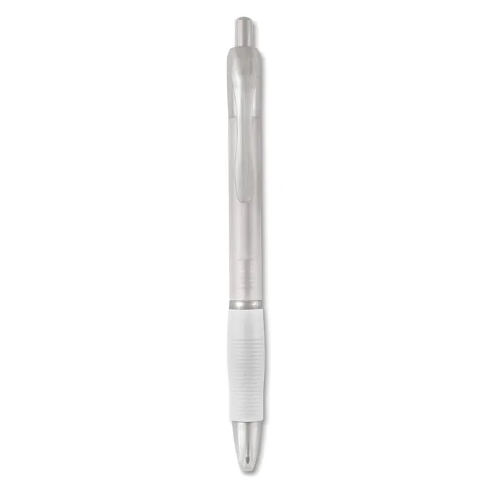 Manors – Ball pen with rubber grip — Transparent White