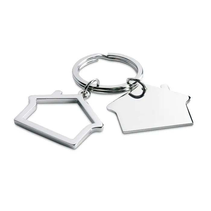 Sniper – Metal key ring house shape — Shiny Silver