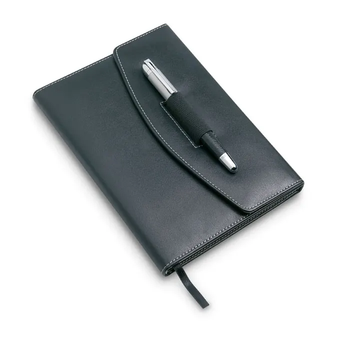 Nova – A5 notebook portfolio with pen — Black