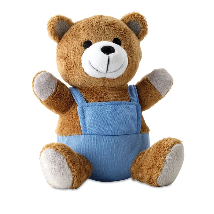 Nico – Bear plush w/ advertising pants — Blue