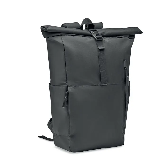 Valley Rollpack – 300D RPET rolltop backpack — Black