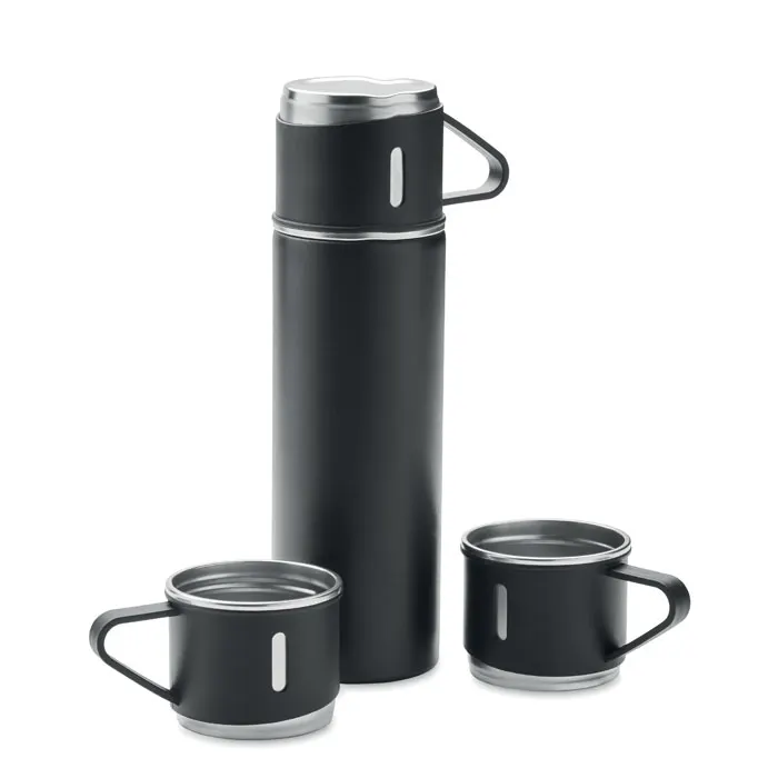 Sharm – Double wall bottle and cup set — Black