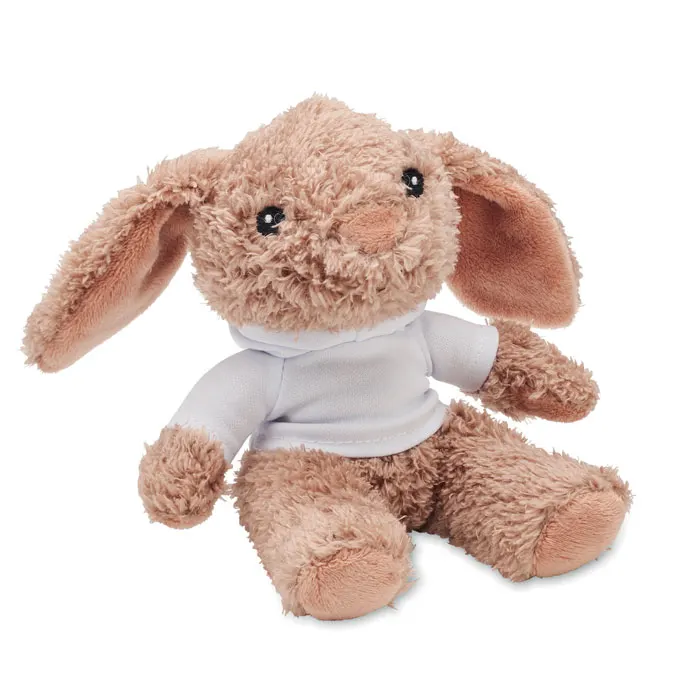Bunny plush wearing a hoodie — White