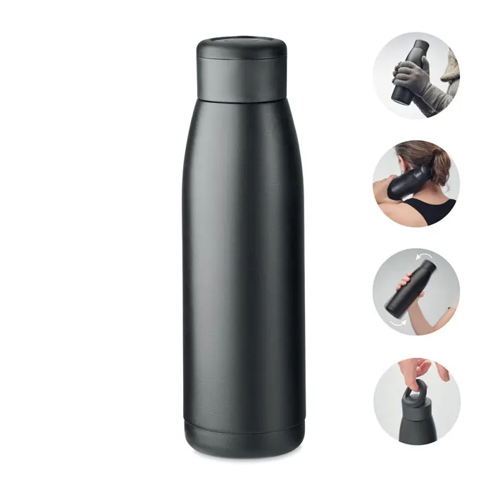 Calefrio – Heat-cool double wall bottle — Black