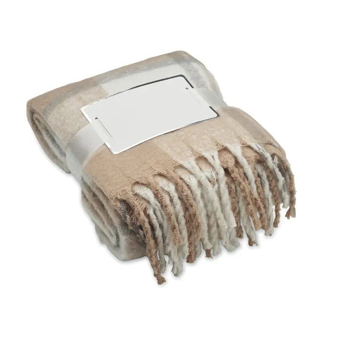 Quet – Chequered mohair blanket — Beige
