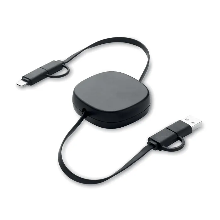 Linea – 60W retractable charging cable — Black