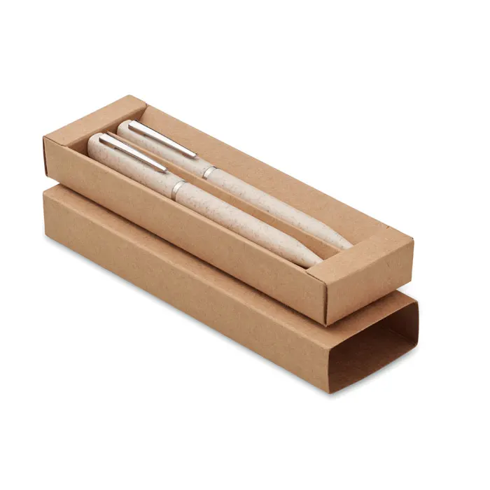 Peat – Wheat straw/ABS twist pen set — Beige