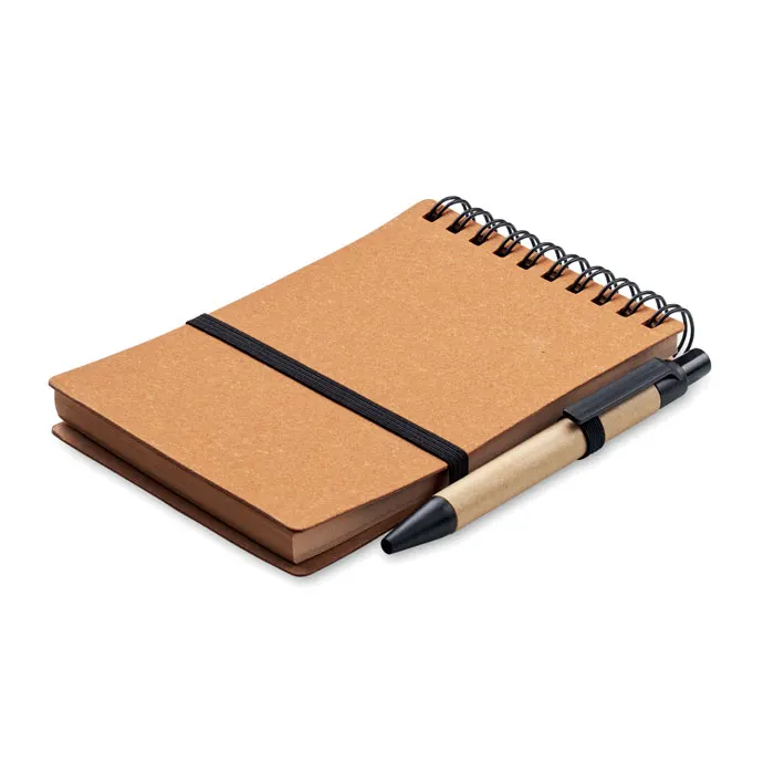 Notie – Recycled notebook with ball pen — Brown