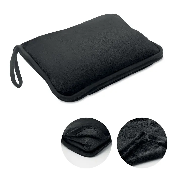 Cozy – 2 in 1 travel blanket set — Black