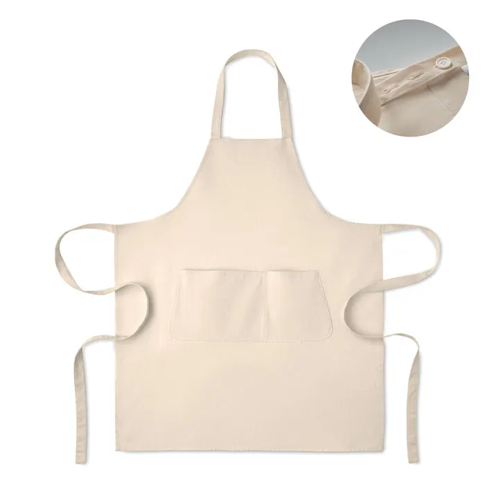 Gamma – Organic cotton apron 240 gr/m² — Beige