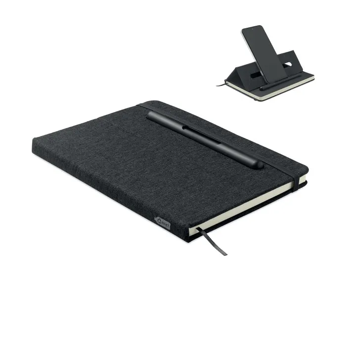 Rinbook – A5 notebook with phone holder — Black