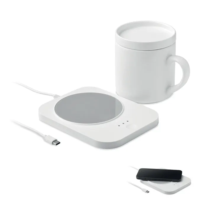 Siroter – Wireless charger mug warmer set — White