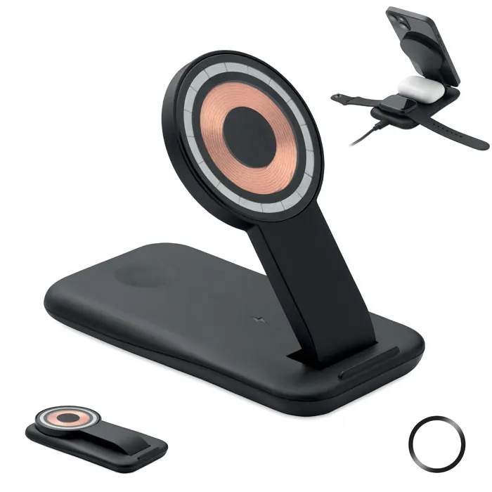 Pendoless – 3 in 1 wireless charger 15W — Black