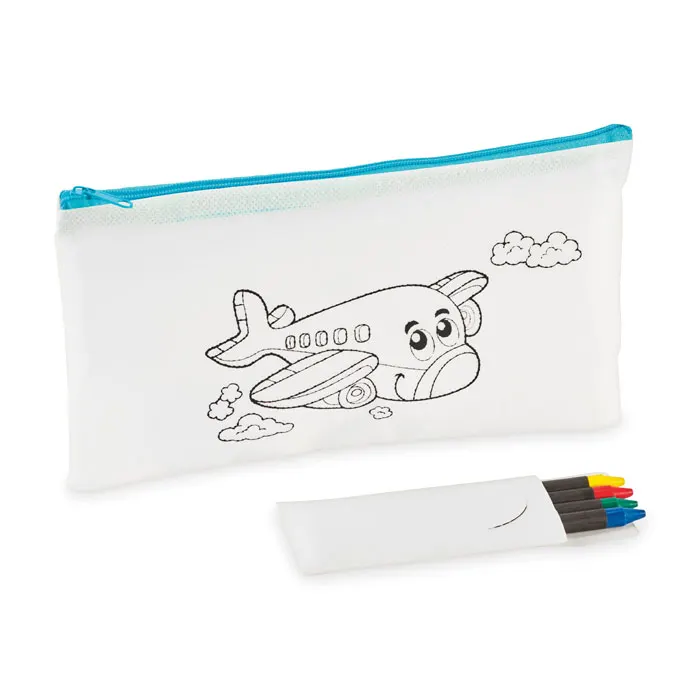 Pencil case with 4 Crayons — Baby Blue
