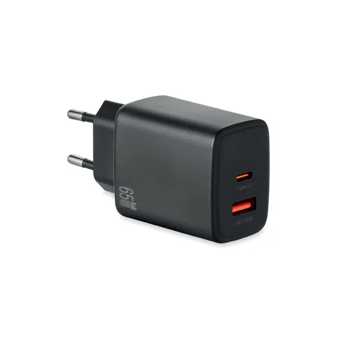 Exten – EU 2-pole wall adapter/charger — Black