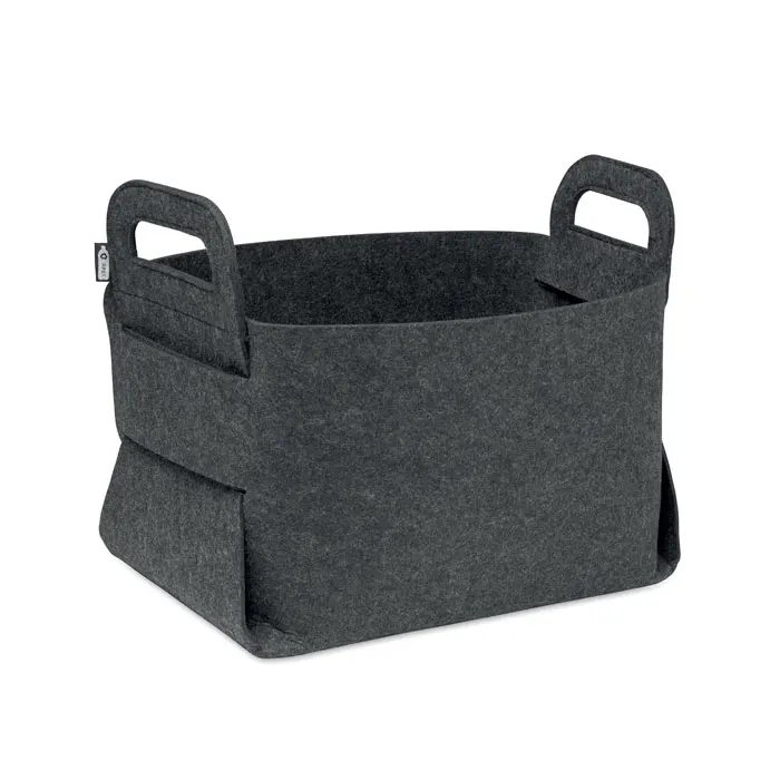 Fialan – Foldable RPET felt basket — Stone Grey