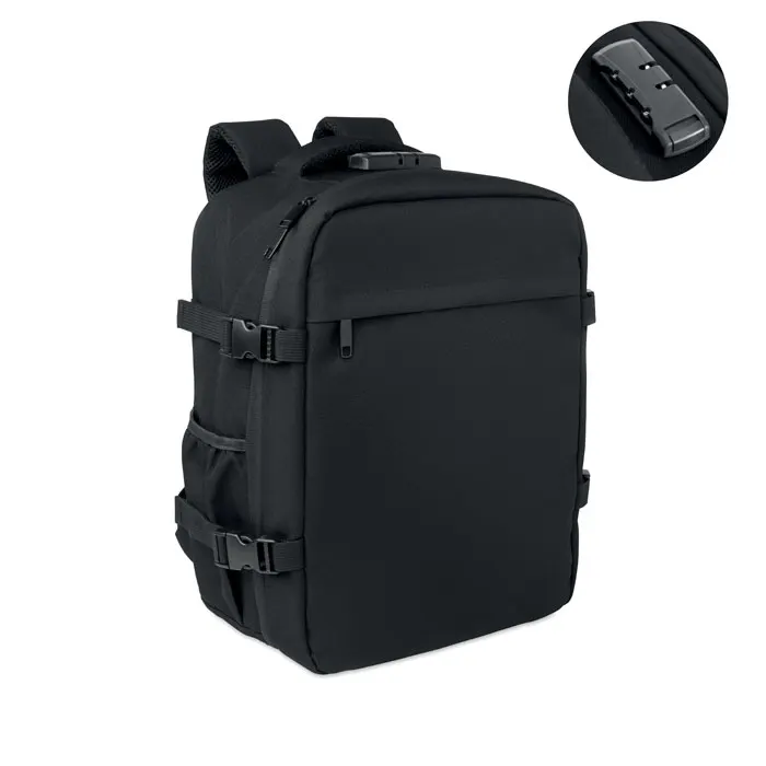 Lock&go – 15" RPET backpack lock 20L — Black