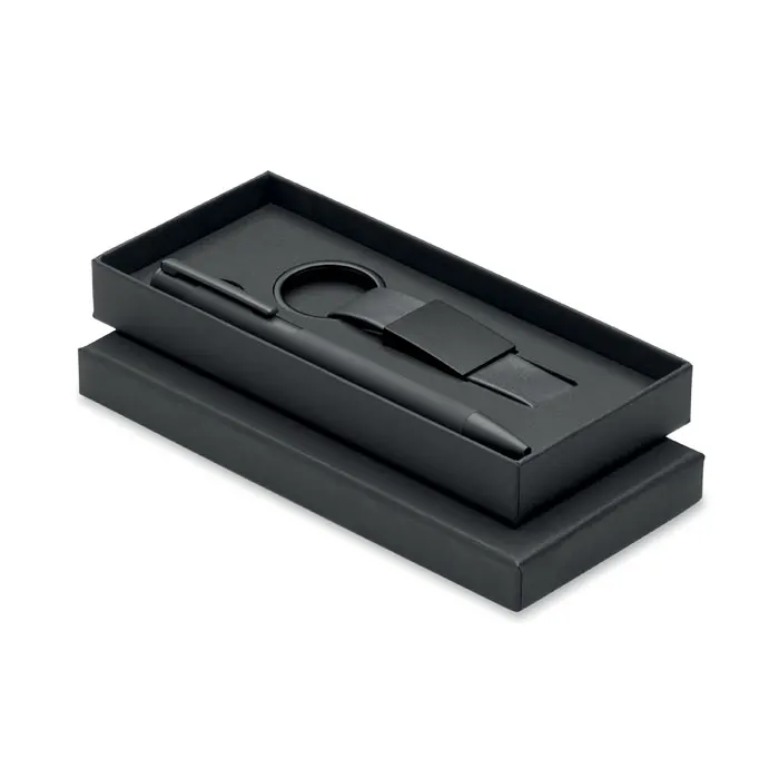 Escri Set – Ball pen & PU Keyring set — Black