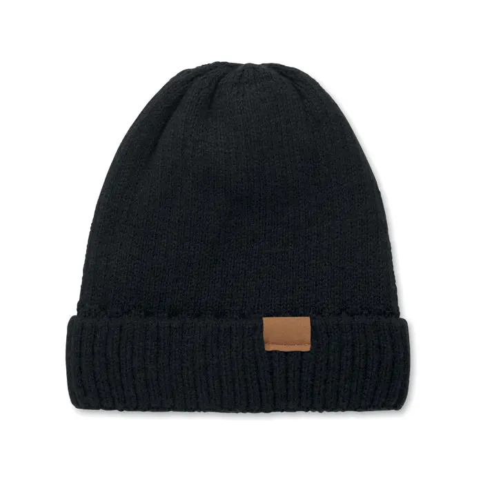 Puntos – Knitted beanie with cuff — Black