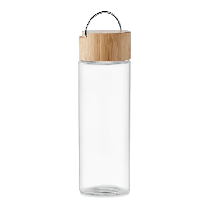 Ameland – Glass bottle 500ml, bamboo lid — Transparent