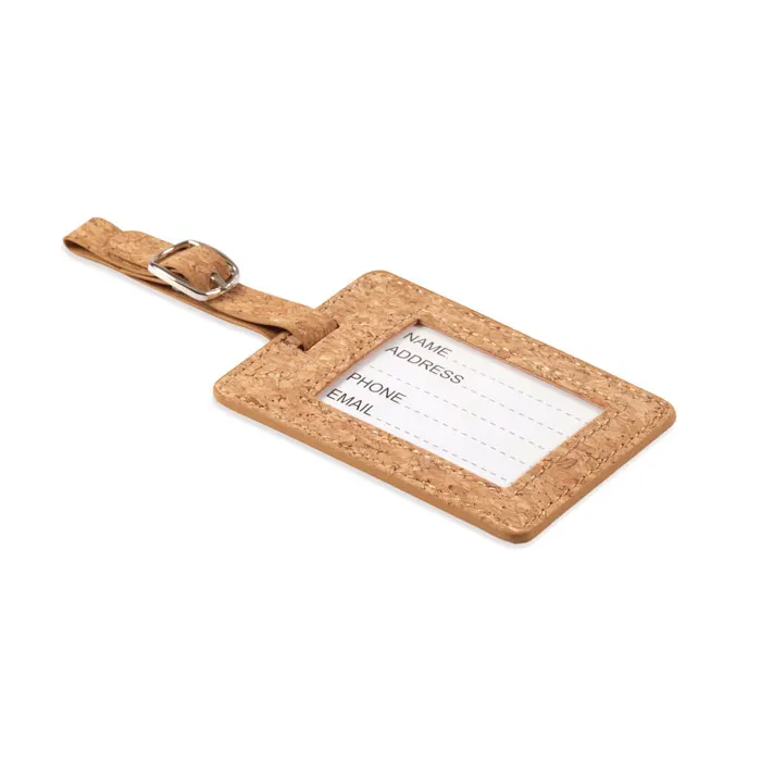 Coco – Cork luggage tag — Beige