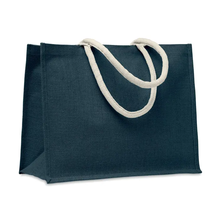 Aura – Jute bag with cotton handle — Blue