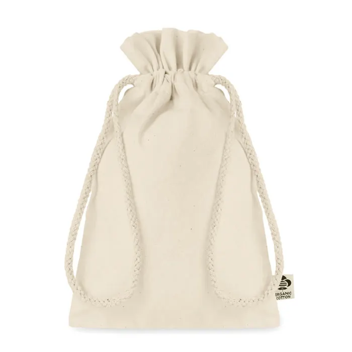Amber Small – Small organic cotton gift bag — Beige