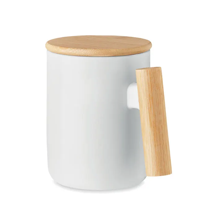 Majest – Porcelain mug with lid 380 ml — White
