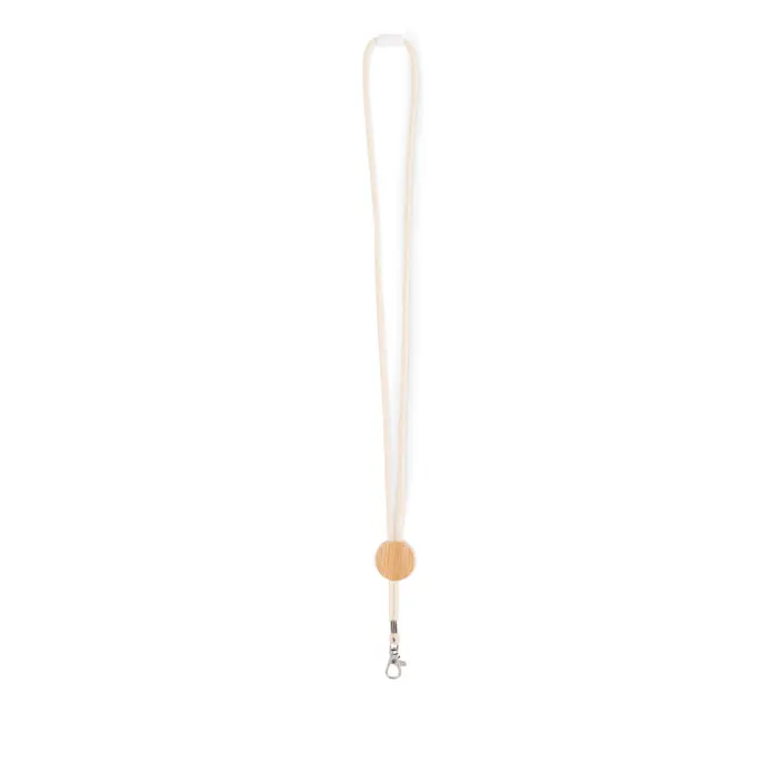 Kara – Cotton Lanyard with metal hook — Beige