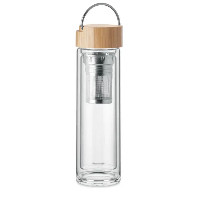 Batami – Double wall glass bottle 400ml — Transparent