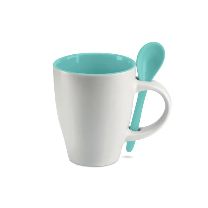 Dual – Bicolour mug with spoon 250 ml — Blue