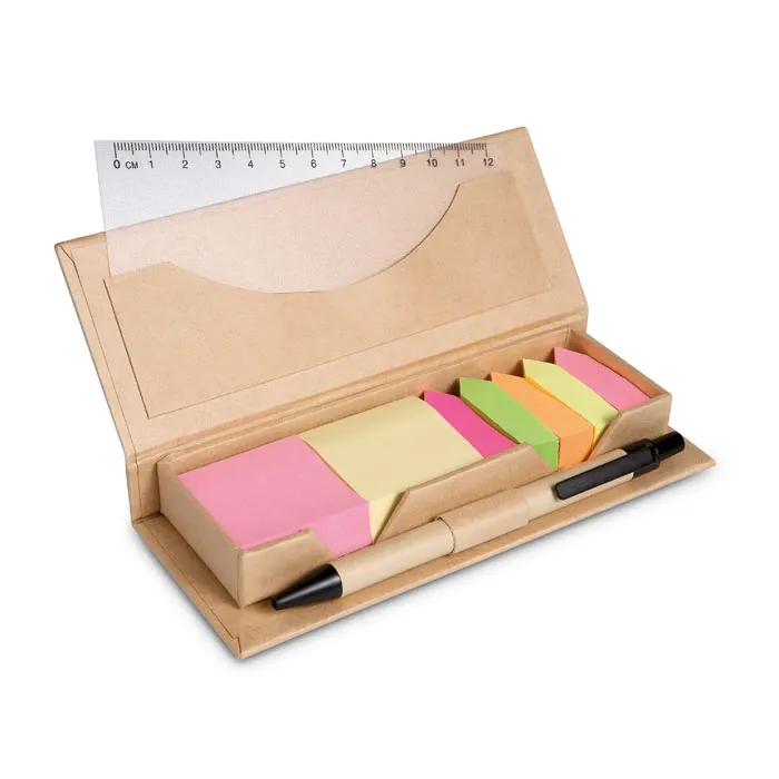 Stibox – Sticky memo set recycked w/pen — Beige