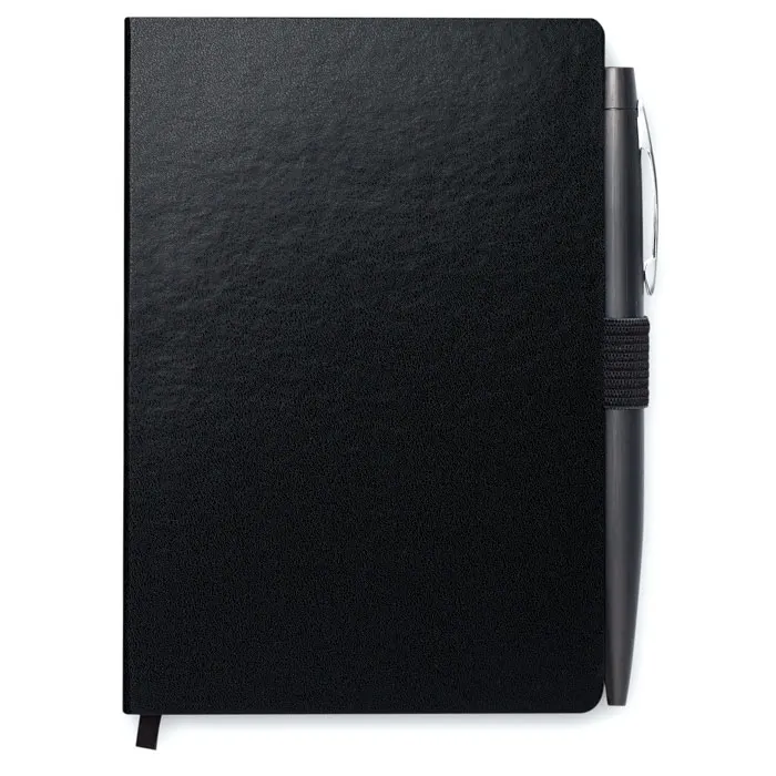 Notalux – A6 notebook with pen 72 lined — Black