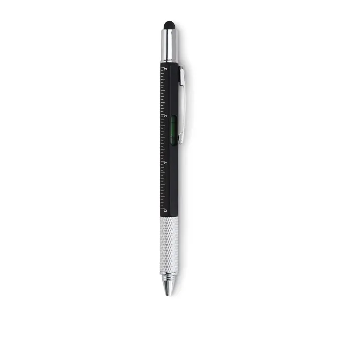 Toolpen – Spirit level pen with ruler — Black