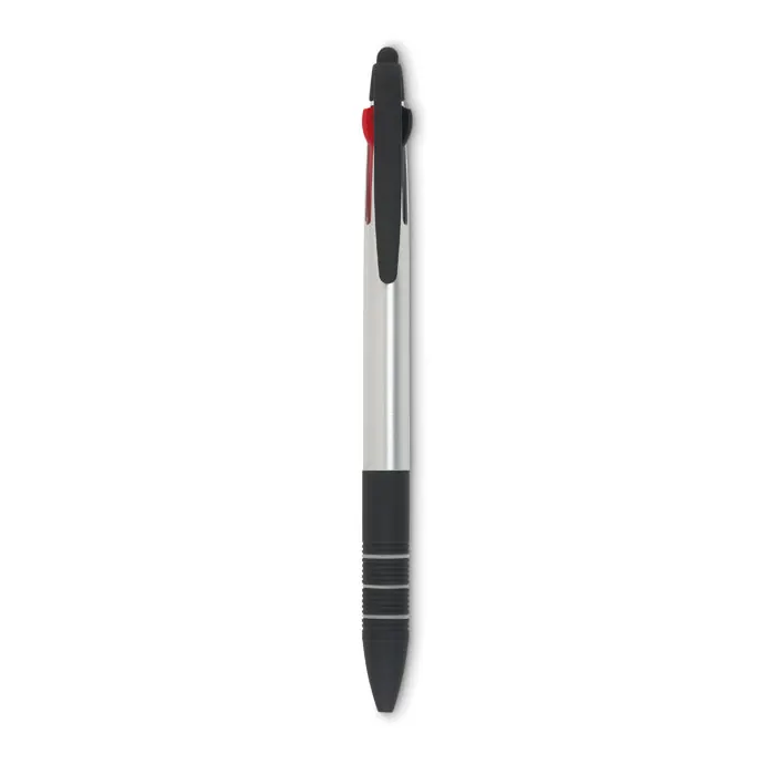 Multipen – 3 colour ink pen with stylus — Silver