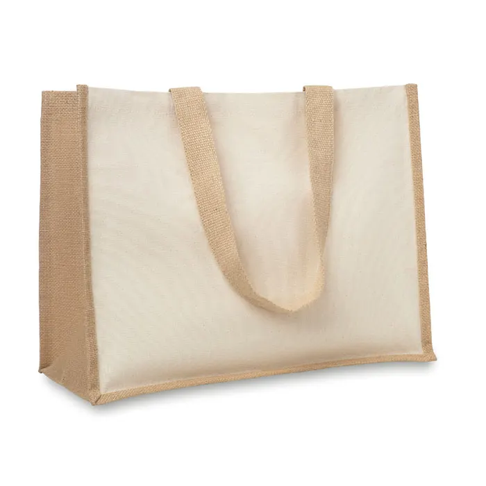 Campo De Fiori – Jute and canvas shopping bag — Beige