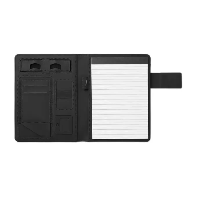 Powernoty – A5 folder with power bank — Black