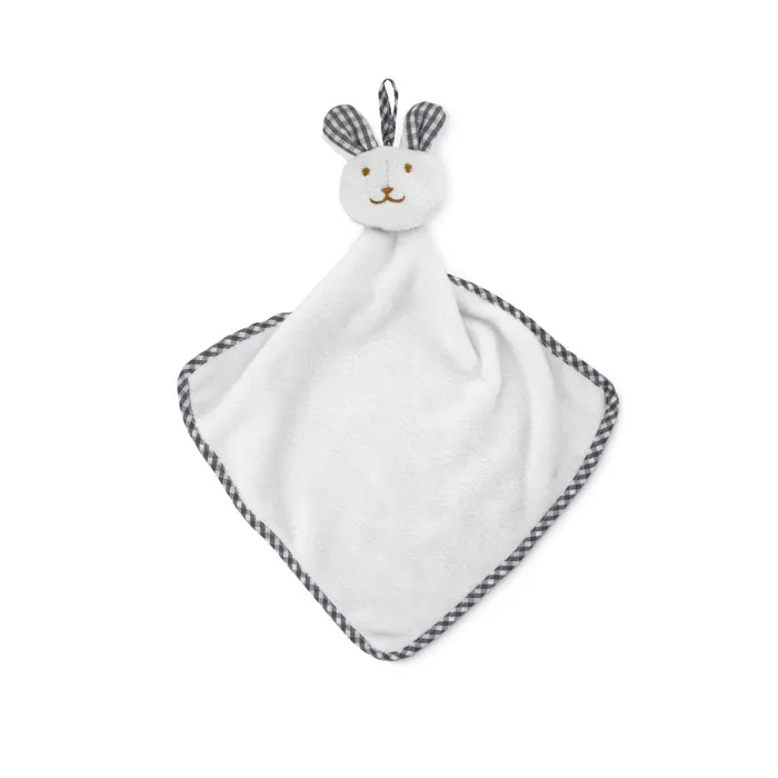 Hug Me – Plush rabbit design baby towel — White