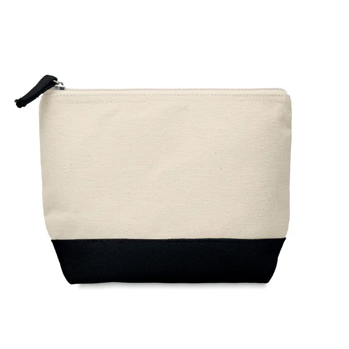 Kleuren – Bicolour cotton cosmetic bag — Black
