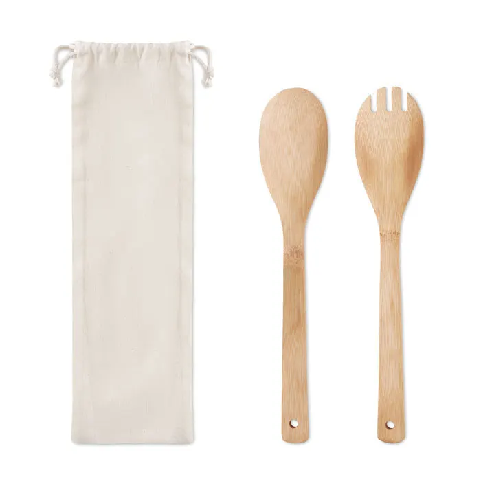 Mayen Set – Set bamboo utensils salad — Beige