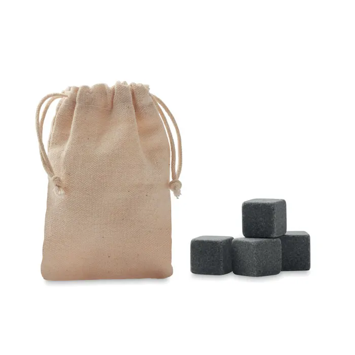 Rocks – 4 stone ice cubes in pouch — Beige